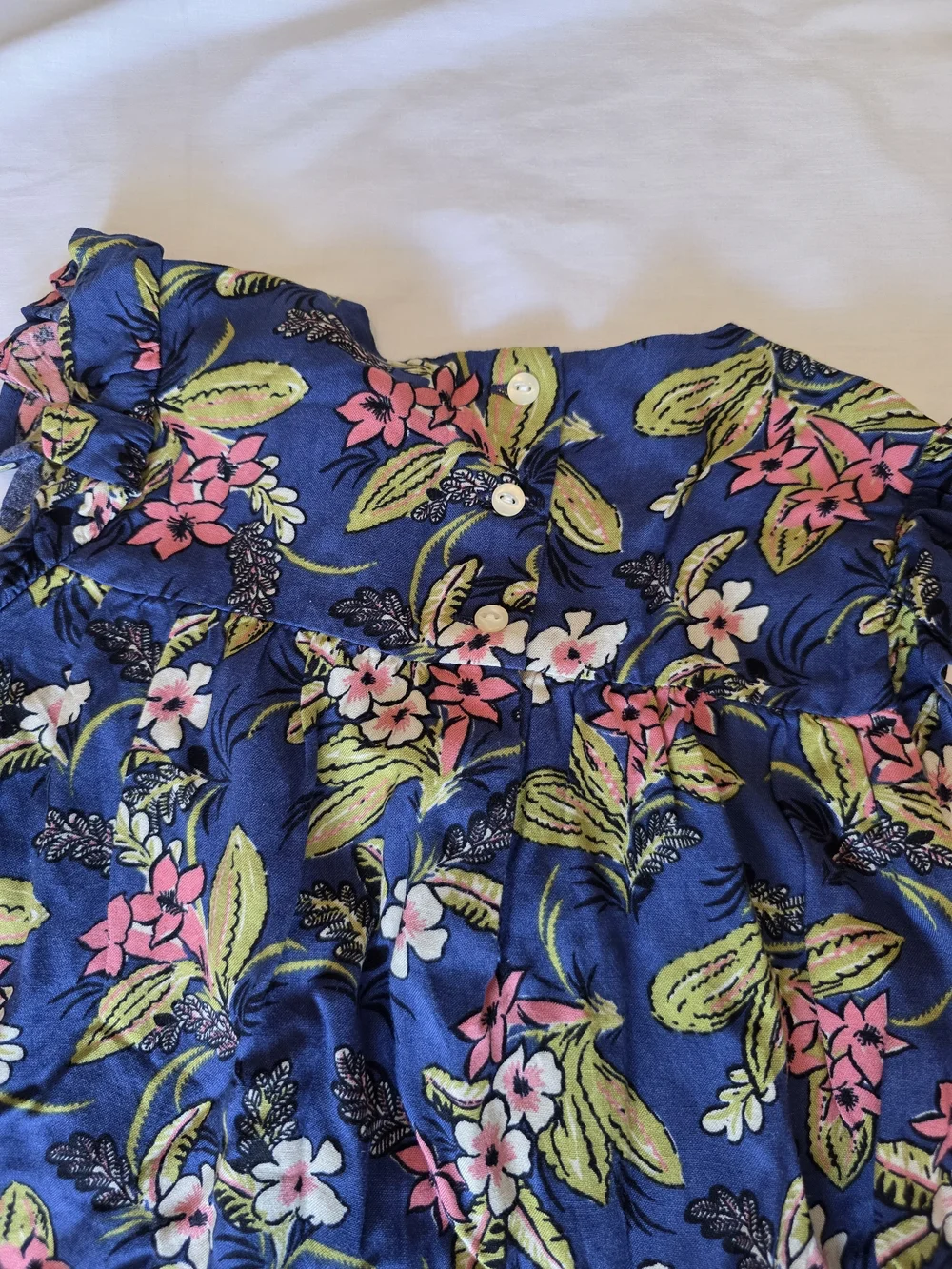 Ralph Lauren Navy Floral Romper with Pink & Green Accents